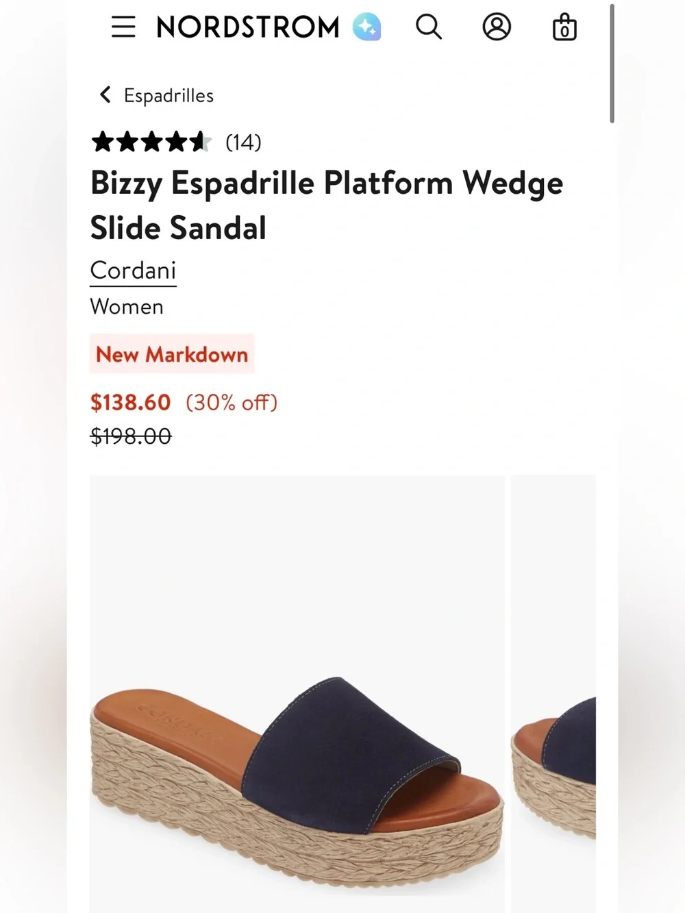 Cordani Bizzy Espadrille Platform Wedge Slide Sandal
